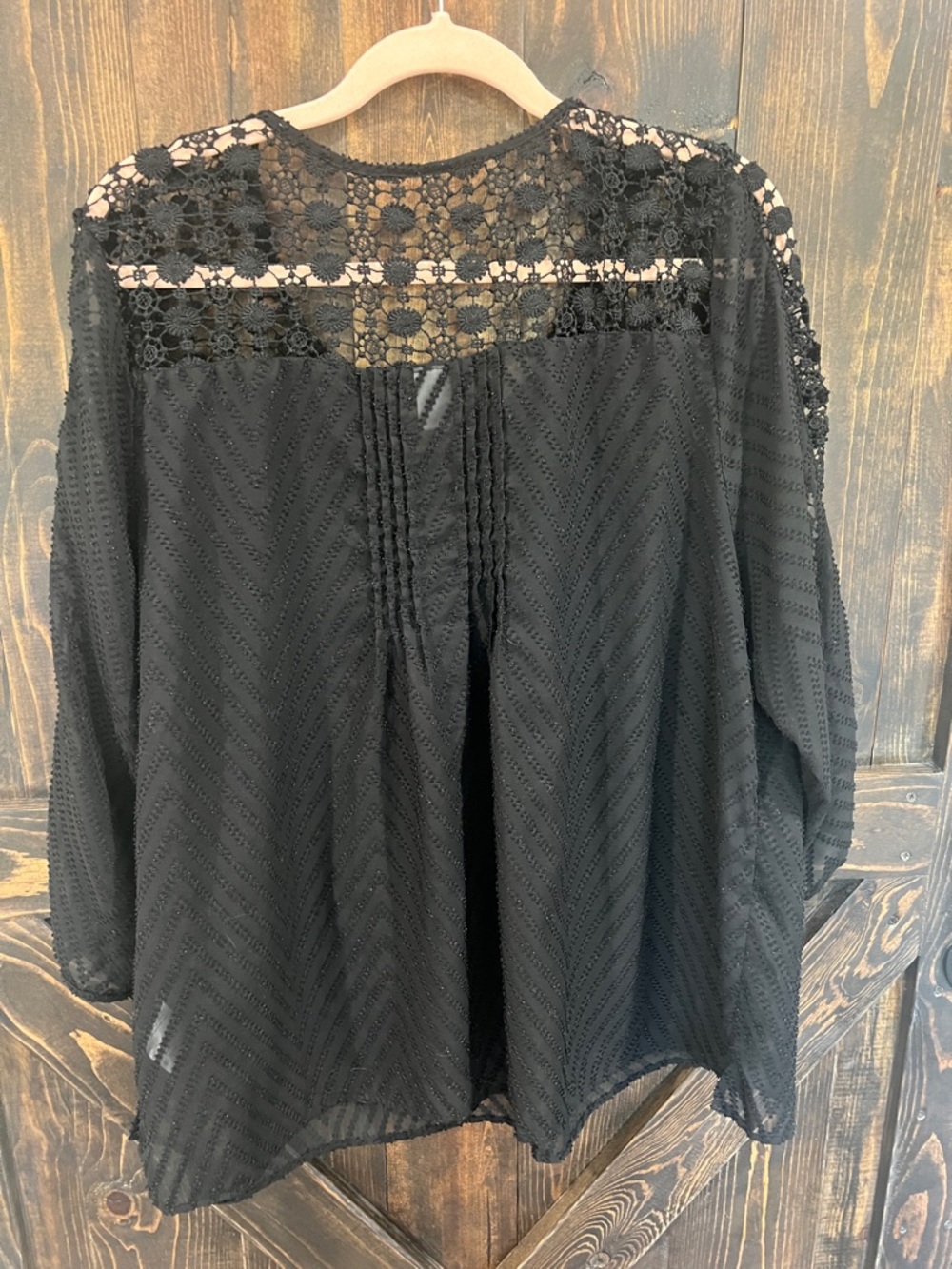 Bila Black Crochet Lace Peasant Blouse - Picture 3 of 5